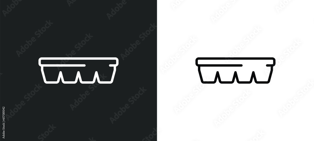 Poster ice cube tray line icon in white and black colors. ice cube tray flat vector icon from ice cube tray