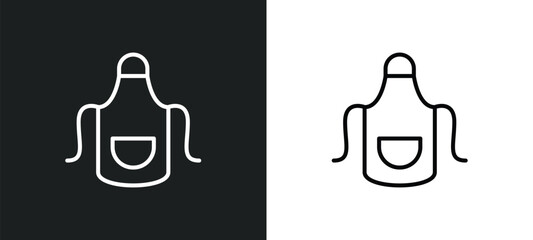 apron line icon in white and black colors. apron flat vector icon from apron collection for web, mobile apps and ui.