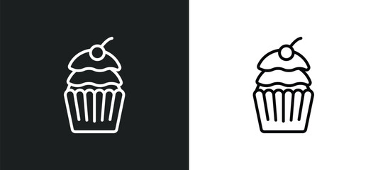 cupcake line icon in white and black colors. cupcake flat vector icon from cupcake collection for web, mobile apps and ui.
