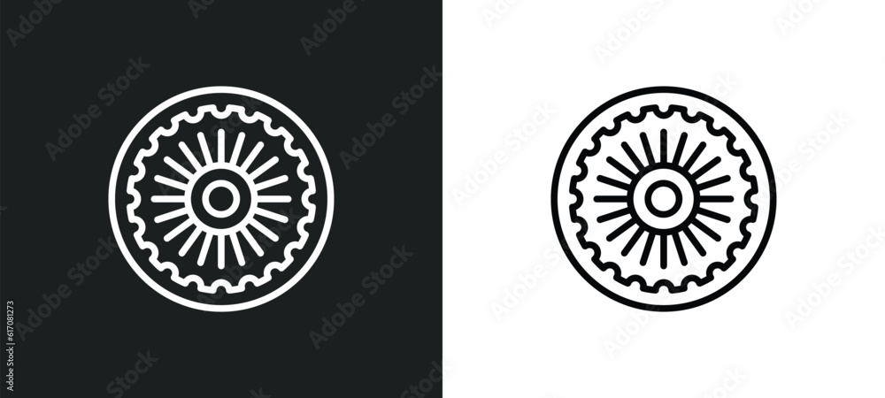 Poster chakra line icon in white and black colors. chakra flat vector icon from chakra collection for web, 