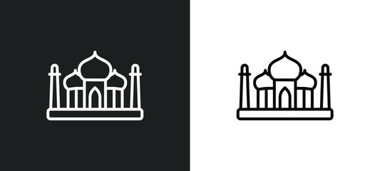 Fototapeta premium taj mahal line icon in white and black colors. taj mahal flat vector icon from taj mahal collection for web, mobile apps and ui.