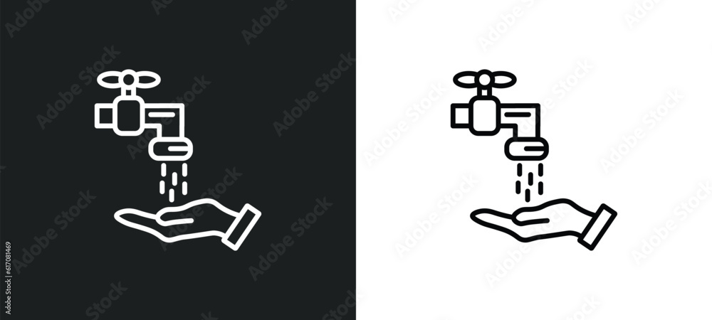 Poster ablution line icon in white and black colors. ablution flat vector icon from ablution collection for