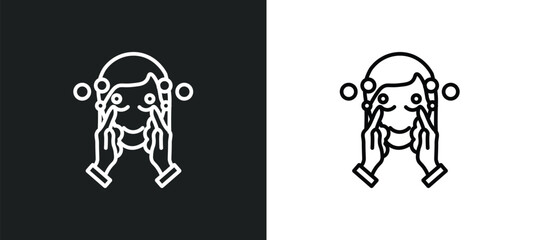 face washer line icon in white and black colors. face washer flat vector icon from face washer collection for web, mobile apps and ui.
