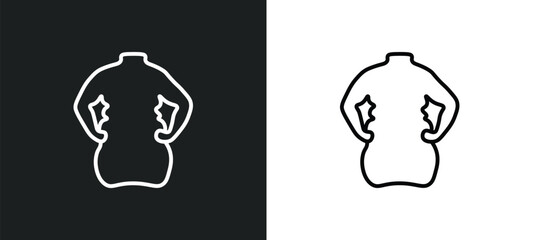 body shaming line icon in white and black colors. body shaming flat vector icon from body shaming collection for web, mobile apps and ui.