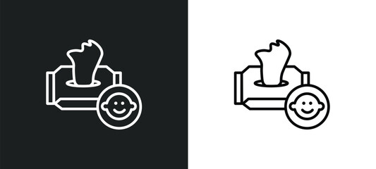 baby wipe line icon in white and black colors. baby wipe flat vector icon from baby wipe collection for web, mobile apps and ui. - obrazy, fototapety, plakaty
