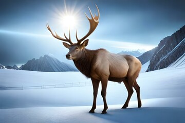 roosevelt elk in the snow