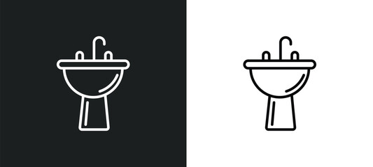 washbowl line icon in white and black colors. washbowl flat vector icon from washbowl collection for web, mobile apps and ui.