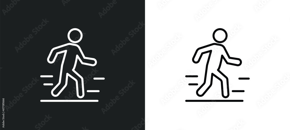 Poster walk line icon in white and black colors. walk flat vector icon from walk collection for web, mobile
