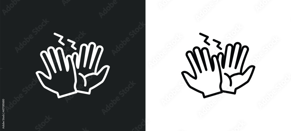 Poster high five line icon in white and black colors. high five flat vector icon from high five collection 