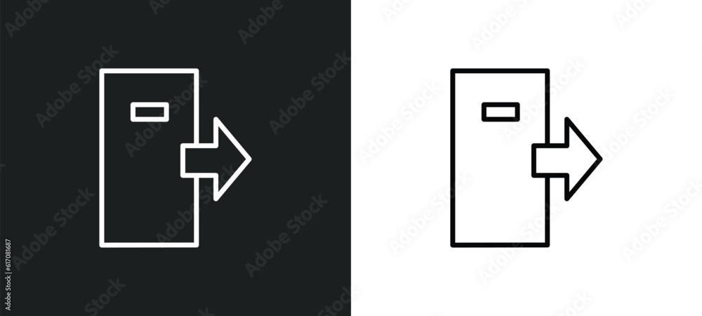 Aufkleber out line icon in white and black colors. out flat vector icon from out collection for web, mobile ap