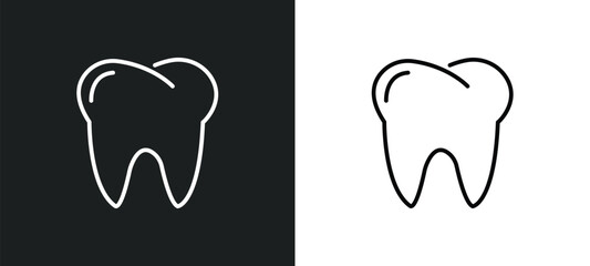 human teeth line icon in white and black colors. human teeth flat vector icon from human teeth collection for web, mobile apps and ui.