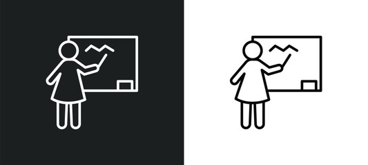 teachers line icon in white and black colors. teachers flat vector icon from teachers collection for web, mobile apps and ui.