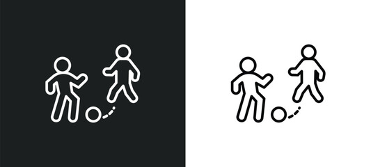 playing with a ball line icon in white and black colors. playing with a ball flat vector icon from playing with a ball collection for web, mobile apps and ui.