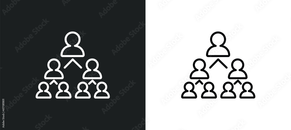 Poster company structure line icon in white and black colors. company structure flat vector icon from compa