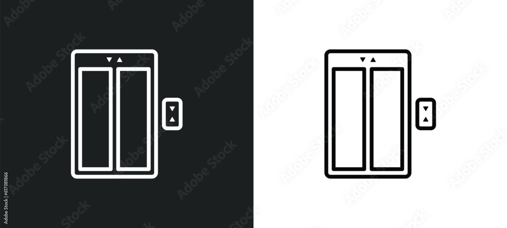 Aufkleber elevator line icon in white and black colors. elevator flat vector icon from elevator collection for