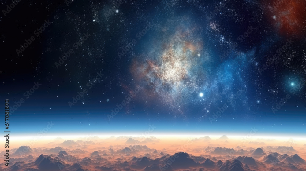 Canvas Prints sunrise in space created with generative ai technology