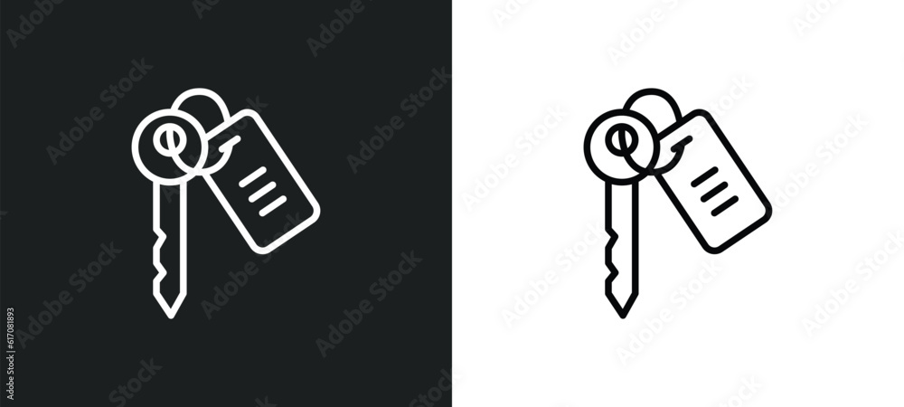 Aufkleber room key line icon in white and black colors. room key flat vector icon from room key collection for
