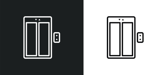 elevator line icon in white and black colors. elevator flat vector icon from elevator collection for web, mobile apps and ui.