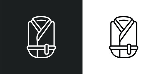 bathrobe line icon in white and black colors. bathrobe flat vector icon from bathrobe collection for web, mobile apps and ui. - obrazy, fototapety, plakaty