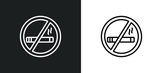 no smoking line icon in white and black colors. no smoking flat vector icon from no smoking collection for web, mobile apps and ui.
