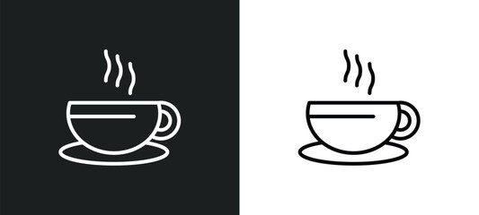 coffee line icon in white and black colors. coffee flat vector icon from coffee collection for web, mobile apps and ui.