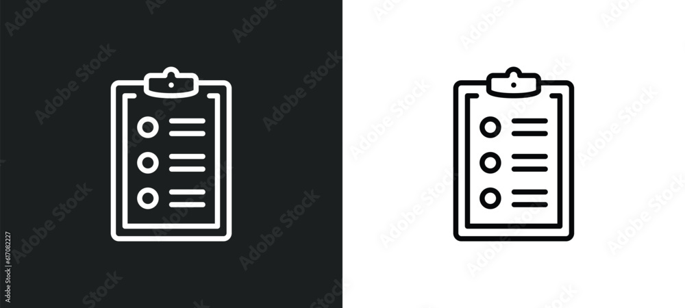 Poster to do list line icon in white and black colors. to do list flat vector icon from to do list collecti