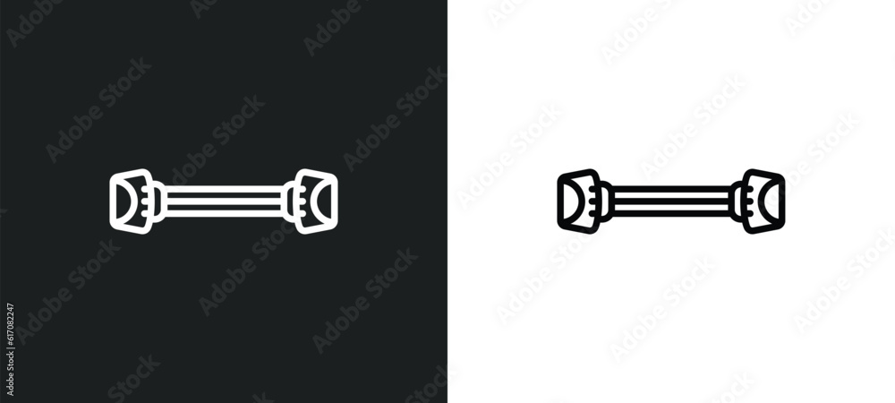 Poster chest expanders line icon in white and black colors. chest expanders flat vector icon from chest exp