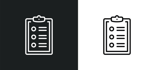 to do list line icon in white and black colors. to do list flat vector icon from to do list collection for web, mobile apps and ui.