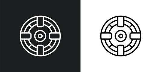 iron shoot line icon in white and black colors. iron shoot flat vector icon from iron shoot collection for web, mobile apps and ui.