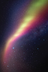 Fototapeta na wymiar Milky Way, starry sky. Bright polar lights. Colorful aurora borealis