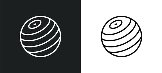 gymnastic ball line icon in white and black colors. gymnastic ball flat vector icon from gymnastic ball collection for web, mobile apps and ui.