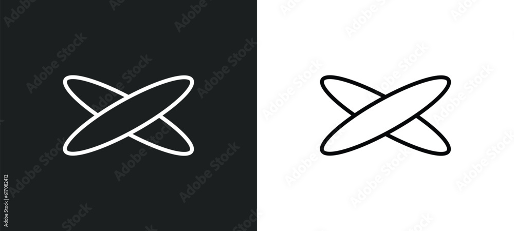 Poster ellipse line icon in white and black colors. ellipse flat vector icon from ellipse collection for we