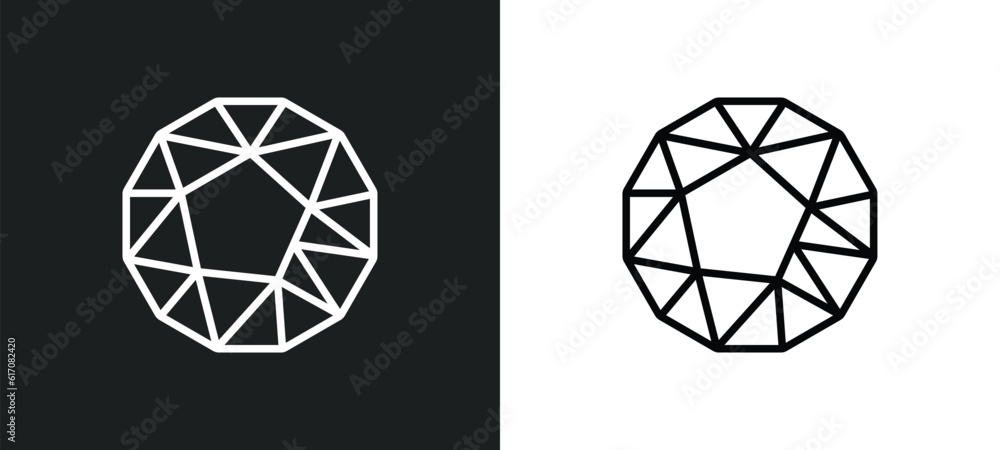 Poster dodecahedron line icon in white and black colors. dodecahedron flat vector icon from dodecahedron co