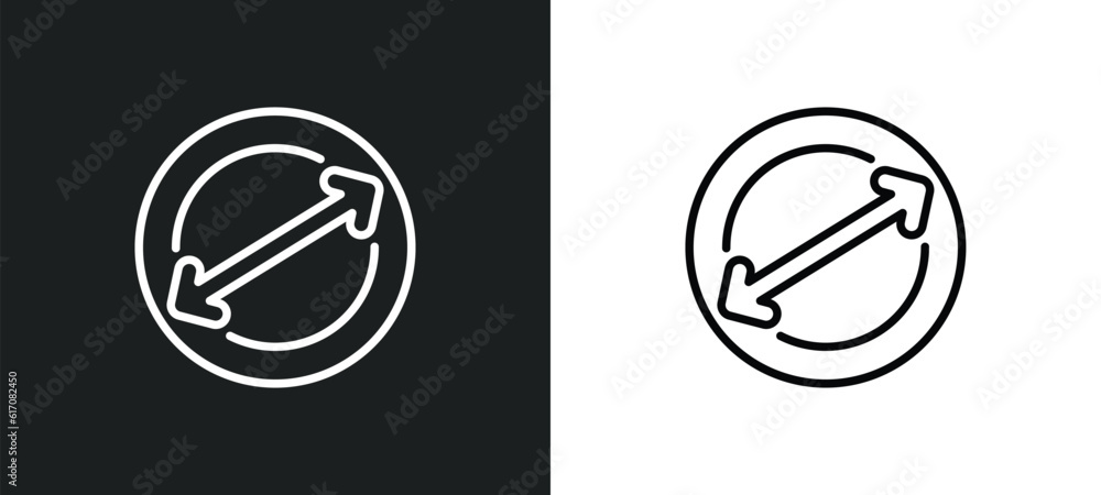 Poster diameter line icon in white and black colors. diameter flat vector icon from diameter collection for