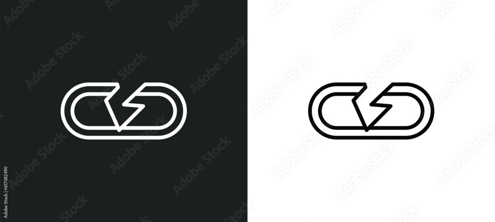 Poster break line icon in white and black colors. break flat vector icon from break collection for web, mob