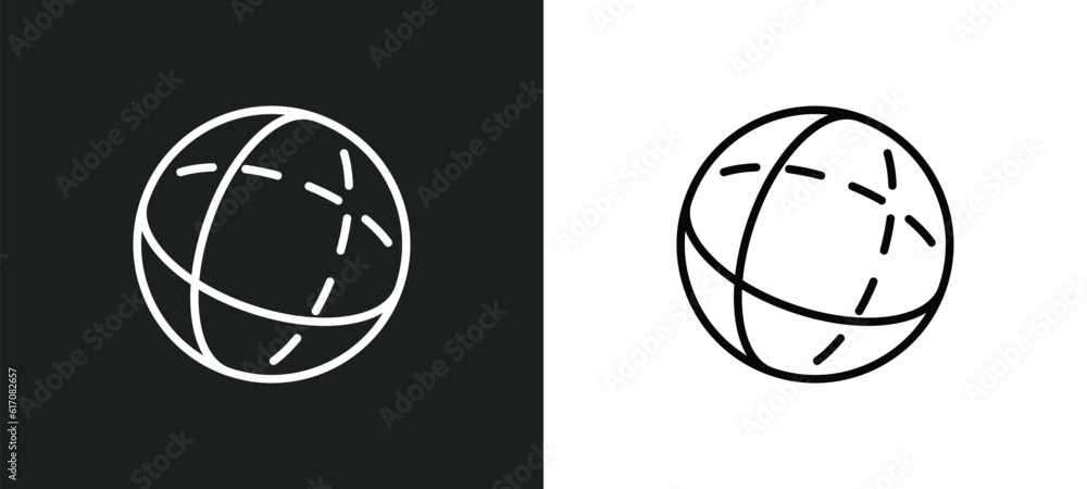 Aufkleber sphere line icon in white and black colors. sphere flat vector icon from sphere collection for web, 