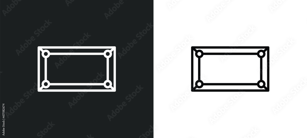 Poster rectangle line icon in white and black colors. rectangle flat vector icon from rectangle collection 