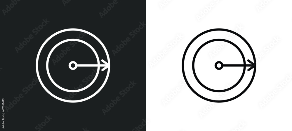 Poster radius line icon in white and black colors. radius flat vector icon from radius collection for web, 