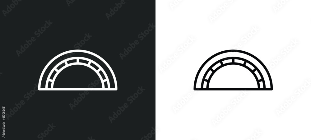 Poster semicircle line icon in white and black colors. semicircle flat vector icon from semicircle collecti