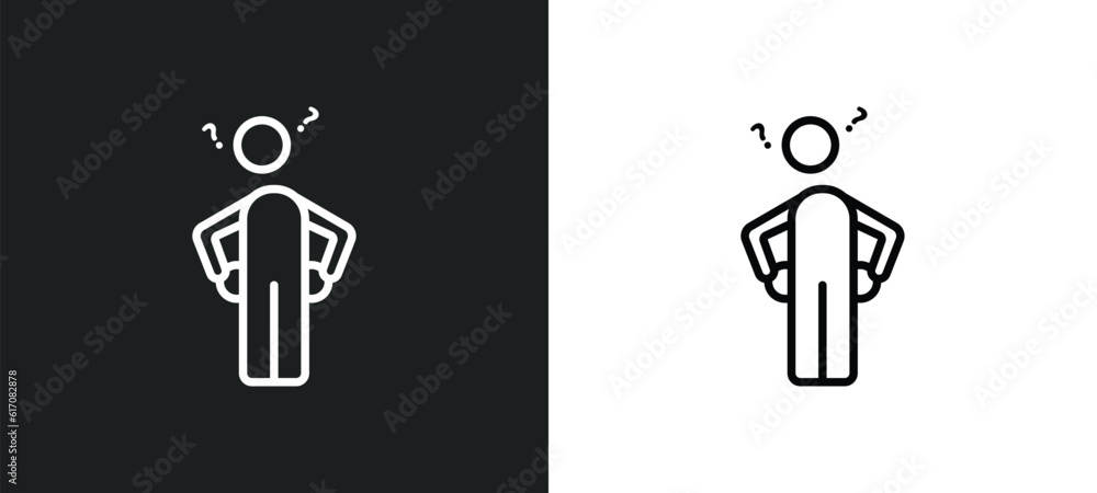 Poster poor line icon in white and black colors. poor flat vector icon from poor collection for web, mobile