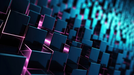 Fototapeta premium Modern digital abstract 3D background. Copy space. Can be used in the description of network abilities, technological processes, digital storages, science, education, etc.