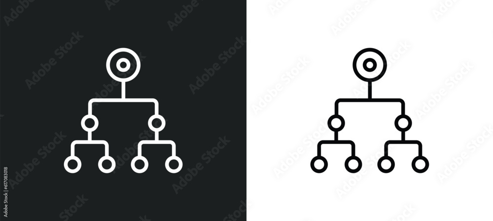 Poster classification line icon in white and black colors. classification flat vector icon from classificat