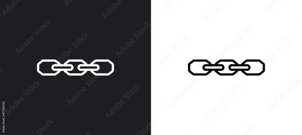 Poster chain line icon in white and black colors. chain flat vector icon from chain collection for web, mob