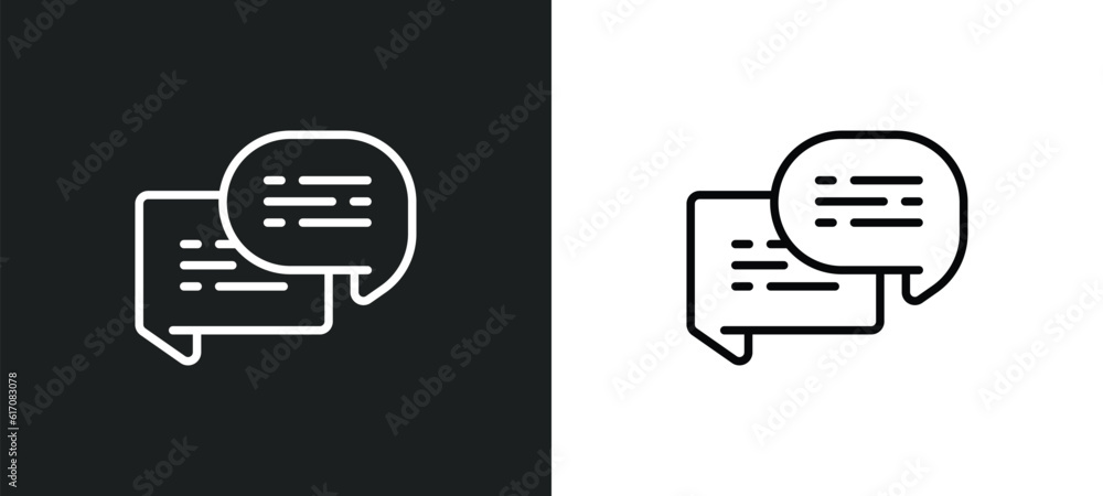 Poster text chat line icon in white and black colors. text chat flat vector icon from text chat collection 