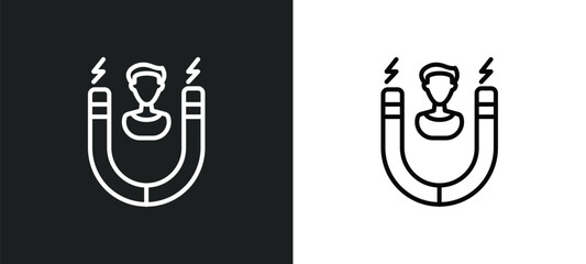 user attraction line icon in white and black colors. user attraction flat vector icon from user attraction collection for web, mobile apps and ui.