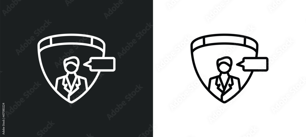 Poster profiling line icon in white and black colors. profiling flat vector icon from profiling collection 