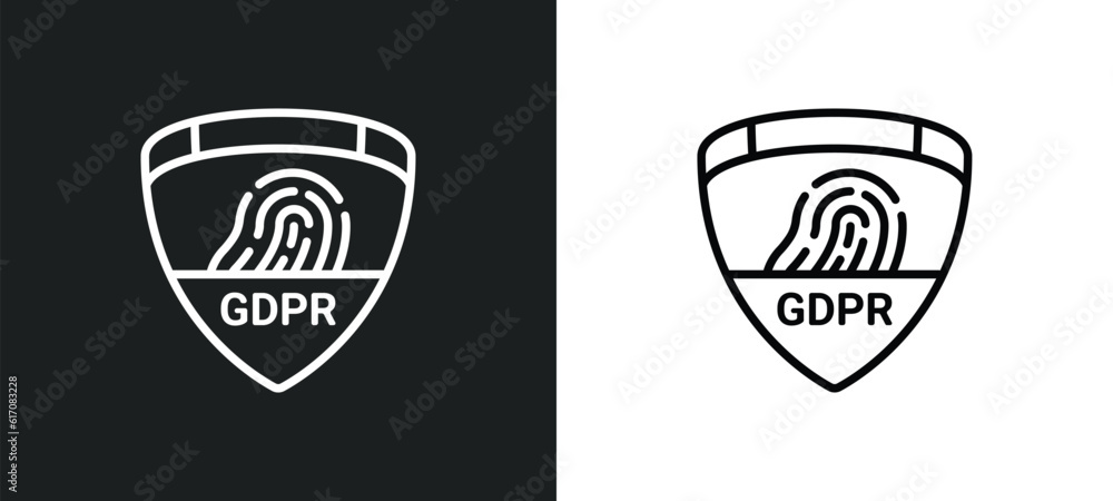 Poster fingerprint line icon in white and black colors. fingerprint flat vector icon from fingerprint colle