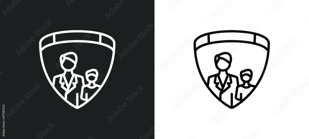 Poster child consent line icon in white and black colors. child consent flat vector icon from child consent