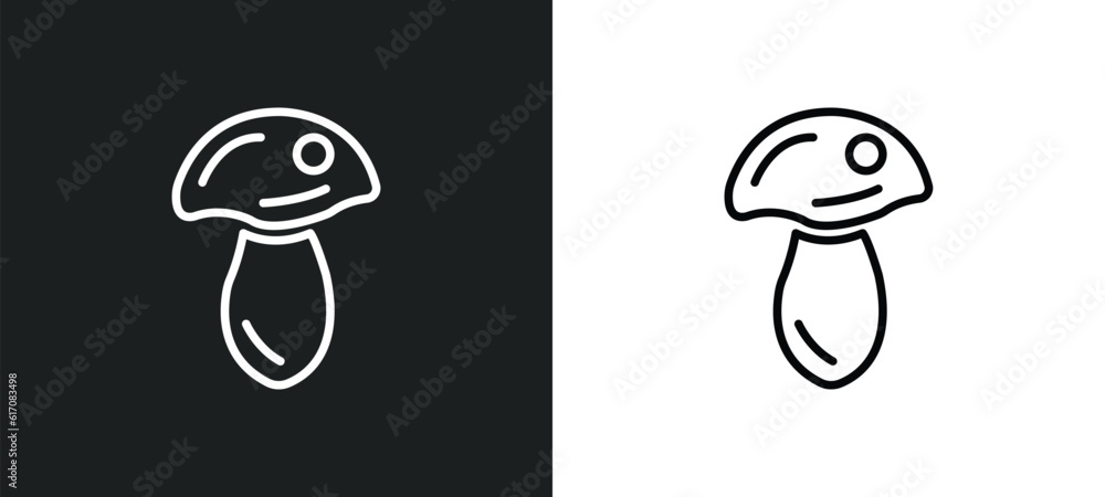 Poster mushroom line icon in white and black colors. mushroom flat vector icon from mushroom collection for