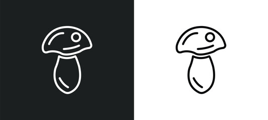 mushroom line icon in white and black colors. mushroom flat vector icon from mushroom collection for web, mobile apps and ui.